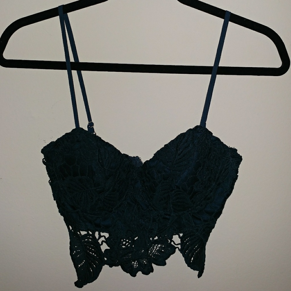 Forest Green Lacy Crop top